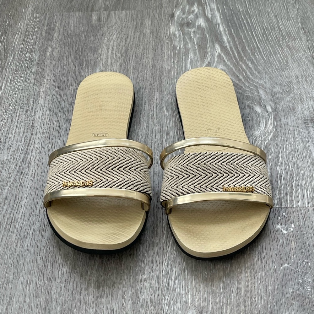 Havaianas You Trancoso Premium Flip Flop Sandals Sand Gray Summer Size 9/10